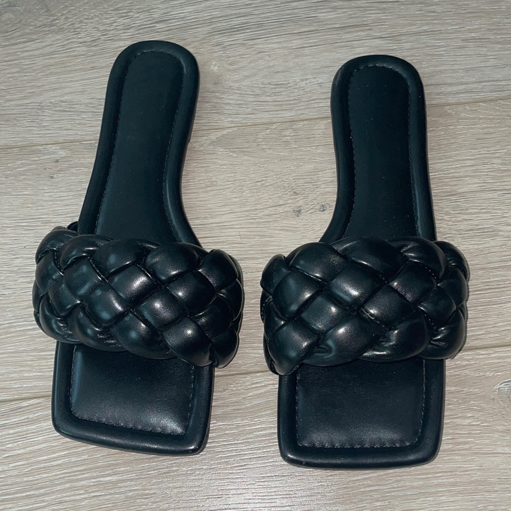 Black Vegan Leather Sandals